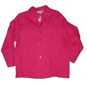 $138 New Christopher Calvin L Linen Jacket Top Lagenlook Flax Pink Shirt Blouse